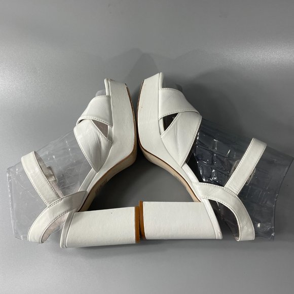 Jeffrey Campbell Amma Platform Slingback Heeled Sandals White Patent Size 8 - Picture 7 of 11